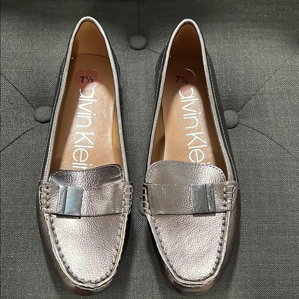 Calvin Klein Silver Metallic Flats BNWT